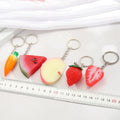 Realistic Faux Fruit and Vegetable Split Ring Keychains in Five Designs view 2
