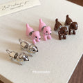 Dog Shaped Front and Back Stud Earrings in Two Colors view 3