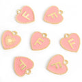 Pink Alphabet Heart Enamel Charms in Gold Tone, 26 Letters and Set view 10