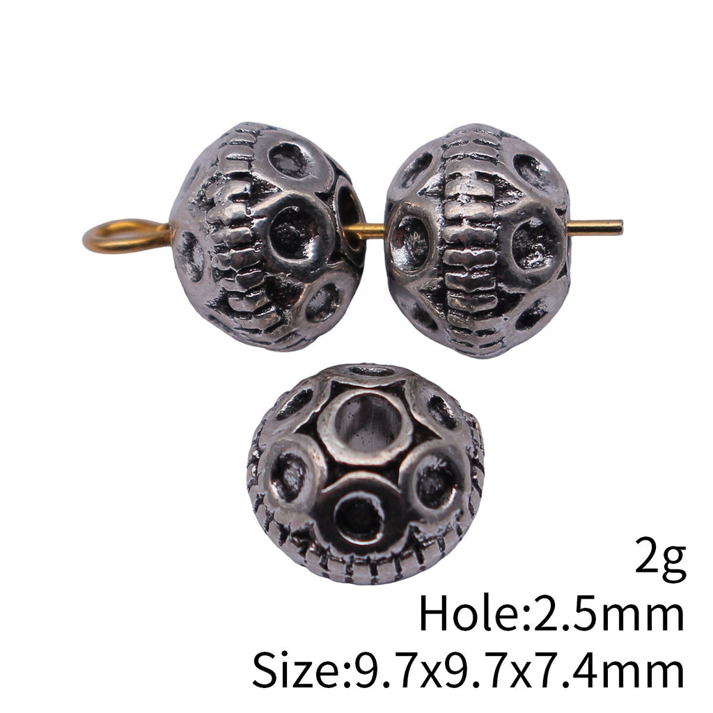 9.7x9.7x7.4mm 2g Multicolor Zinc Alloy Small Ring Texture Round Loose Metal Beads for Bracelet DIY Jewelry