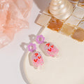 Glitter Resin Kiwi Popsicle Drop Earrings Cream Heart Studs view 2