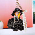 Pearl Ballgown Doll Keychains in Black White and Assorted Colors view 2