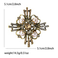 Antique Gold Geometric Pearl Brooch With Decorative Crystal And Enamel Details view 8
