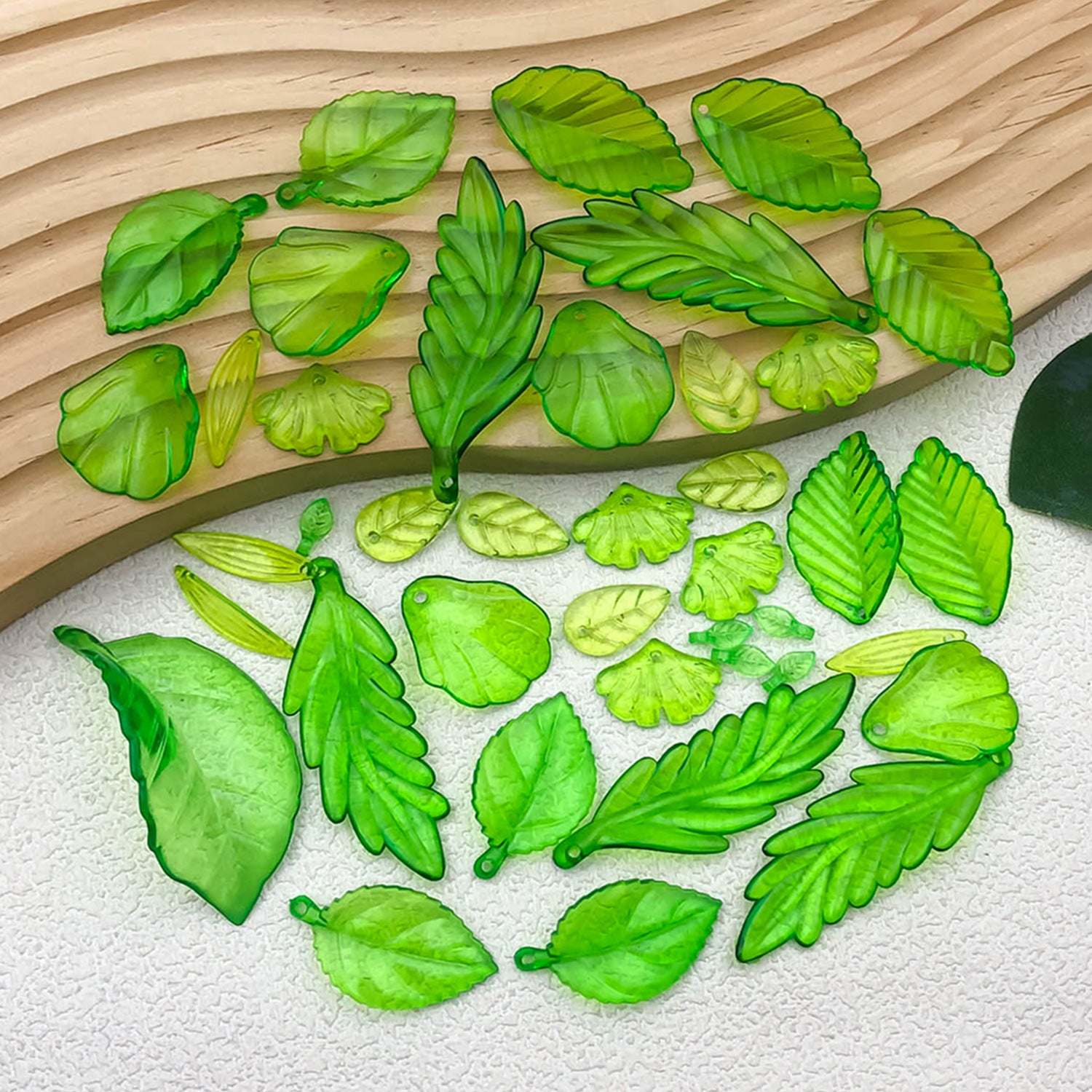 Acrylic Transparent Green Leaf Charm Pendant for DIY Earrings Necklace Hair Accessories