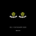 Green Rose And White Pearl Curve Convertible Two Way Stud Earrings view 1