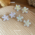 Iridescent Five Petal Flower Stud Earrings In Three Tints view 4