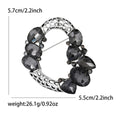 Hollow Wreath Crystal Brooch Gray Champagne Open Circle view 6
