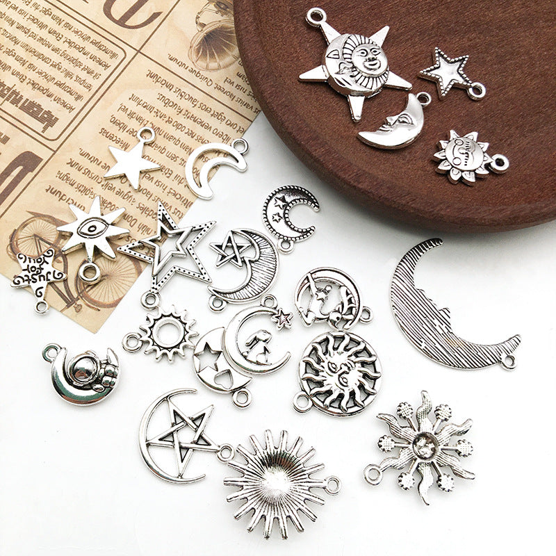 Antique Silver Zinc Alloy Star Moon Sun Charm Pendant for DIY Necklace Bracelet Jewelry