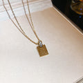 Gold Destiny Soul Mate Square Pendant Crystal Bead Necklace view 6