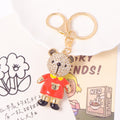 Rhinestone Bear Keychain Enamel Shirt Gold Clasp Three Colors view 7