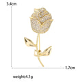Long Stem Crystal Rose Brooch in Gold or Silver Tone view 5