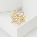 Crystal Snowflake Brooch Clear Stones Silver Or Gold Tone view 3