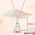 Mini Eiffel Tower Clear Stone Pendant Necklace White Gold Tone view 5