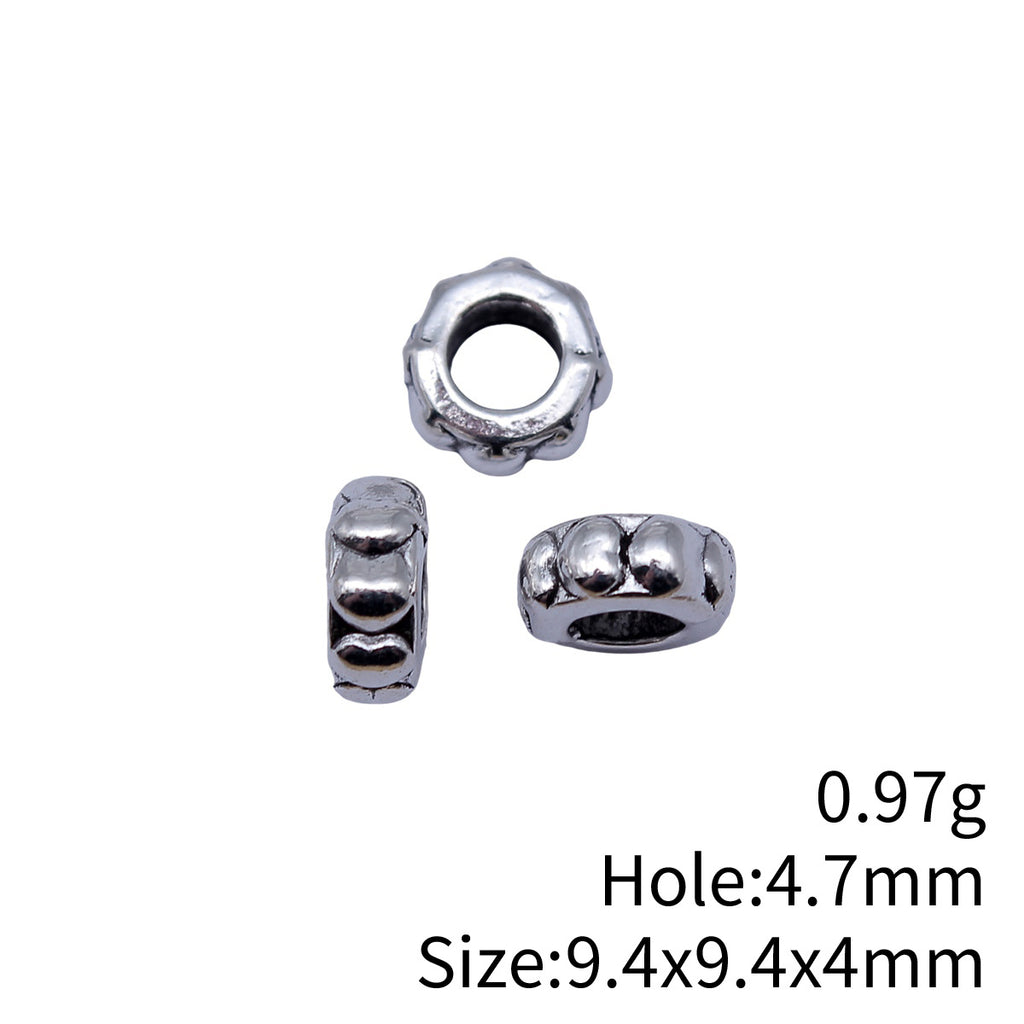 9.4x9.4x4mm 0.97g Antique Silver Zinc Alloy Heart Large Hole Spacer Beads for DIY Bracelet Jewelry Making