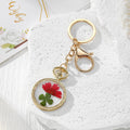 Round Pressed Flower Keychains with Split Rings and Clips view 7