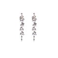 Silver Leaf Crystal Cascade Drop Earrings Long Tassel view 5