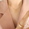 Gold Steel Rose Number 7 Dog Tag Snake Chain Necklaces view 1