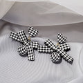 Black White Houndstooth Heart Bow Fabric Drop Earrings view 3