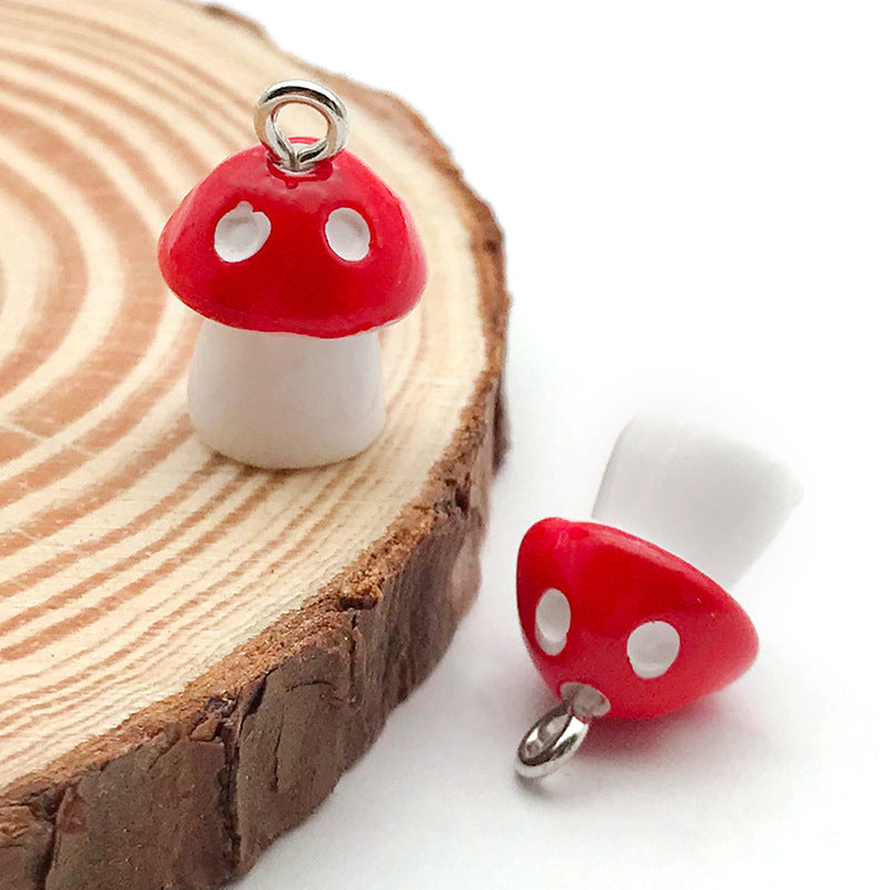 Colorful Resin 3D Mushroom Charm Pendant for DIY Keychain Bracelet Jewelry Accessories