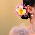 Fabric Plumeria Flower Duckbill Hair Clips Six Colors view 11