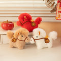 Red Plush Horse Bag Charm With Fluffy Tail And Metal Ring view 2