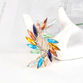 Aqua Gold Tone Flower Crystal Metal Brooch Pin 3.8 x 5.9 cm view 4