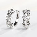 Silver Floral Huggie Hoop Earrings Clear CZ Centers view 1