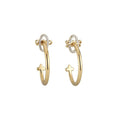 Iris Accent Slim Hoop Stud Earrings with Polished Metal Tone Details view 5