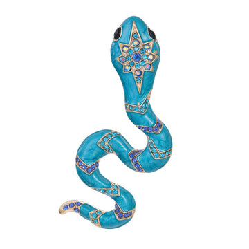 Curved Snake Brooches with Colorful Enamel and Crystal Accents