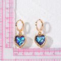 Gold Tone Faceted Crystal Heart Huggie Earrings 6 Colors view 4