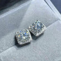 Silver Tone Square Halo Clear Stone Stud Earrings Jewelry view 3