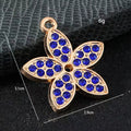 Pave Rhinestone Five Petal Flower Charm Pendant Silver And Gold Tone view 3
