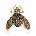 Enamel Insect Brooch Rhinestone Head Three Color Wings view 2