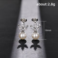 Marquise Clear Leaf Faux Pearl Drop Earrings Three Tones view 5