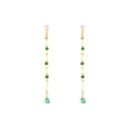 Green Bead and Teardrop Gold Tone Extra Long Earrings view 5