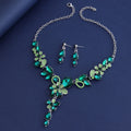 Black Silver Tone Champagne Floral Vine Crystal Five Designs Metal Necklace and Earring view 2