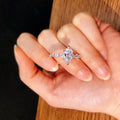 Marquise Solitaire And Round Stone Band Two-Ring Set In Silver Tone view 3
