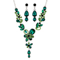Black Silver Tone Champagne Floral Vine Crystal Five Designs Metal Necklace and Earring view 5