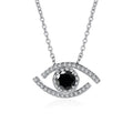 Silver Pave Evil Eye Pendant Necklace Five Center Colors view 6
