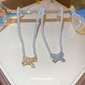 Bow Pearl Pendant Necklace in Polished Mixed Media Design view 4
