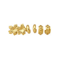Mixed Floral and Hoop Stud Earring Set in Two Metal Tones view 5