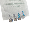 Blue Crystal Moon Pearl Drop Earrings with Distinctive Textured Details view 5
