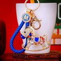 Crystal Rocking Horse Keychains with Colorful Braided Wrist Straps view 2