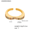 Open Stainless Steel Zircon Heart Wave and Geometric Bypass Rings view 7