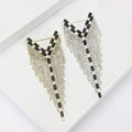 Crystal Y-Shaped Fringe Brooch With Black Chevron Detail view 1