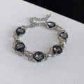 Silver Hollow Link Crystal Bracelets Gray Blue Amber view 7