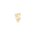 Gold Tone Leaf Open Ring With Pink Ivory Purple Or Blue Inlay view 5