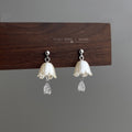 Silver Lily of the Valley Pearl CZ Teardrop Earrings view 4