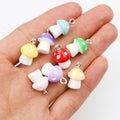 Mixed Color Three Dimensional Mushroom Pendants with White Stems view 2