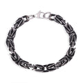 Two-Tone Black Steel Textured Link Chain Bracelet Lobster view 5